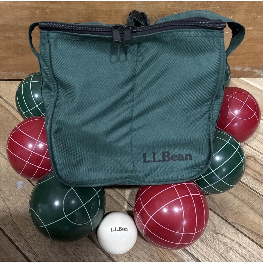 Vintage L.L.Bean Bocce Ball Set 8 Balls Pallino Carry Case Instructions EUC